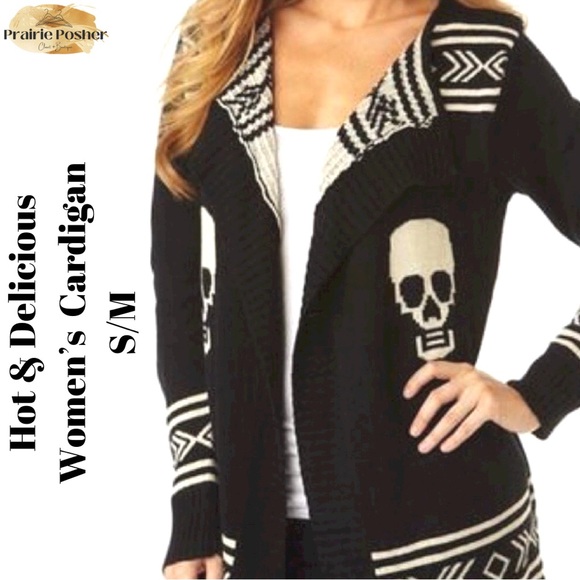 Hot & Delicious, Cardigan, Women’s Sm/M, Black/Cream, EUC, PrairieposherCA - Picture 5 of 5